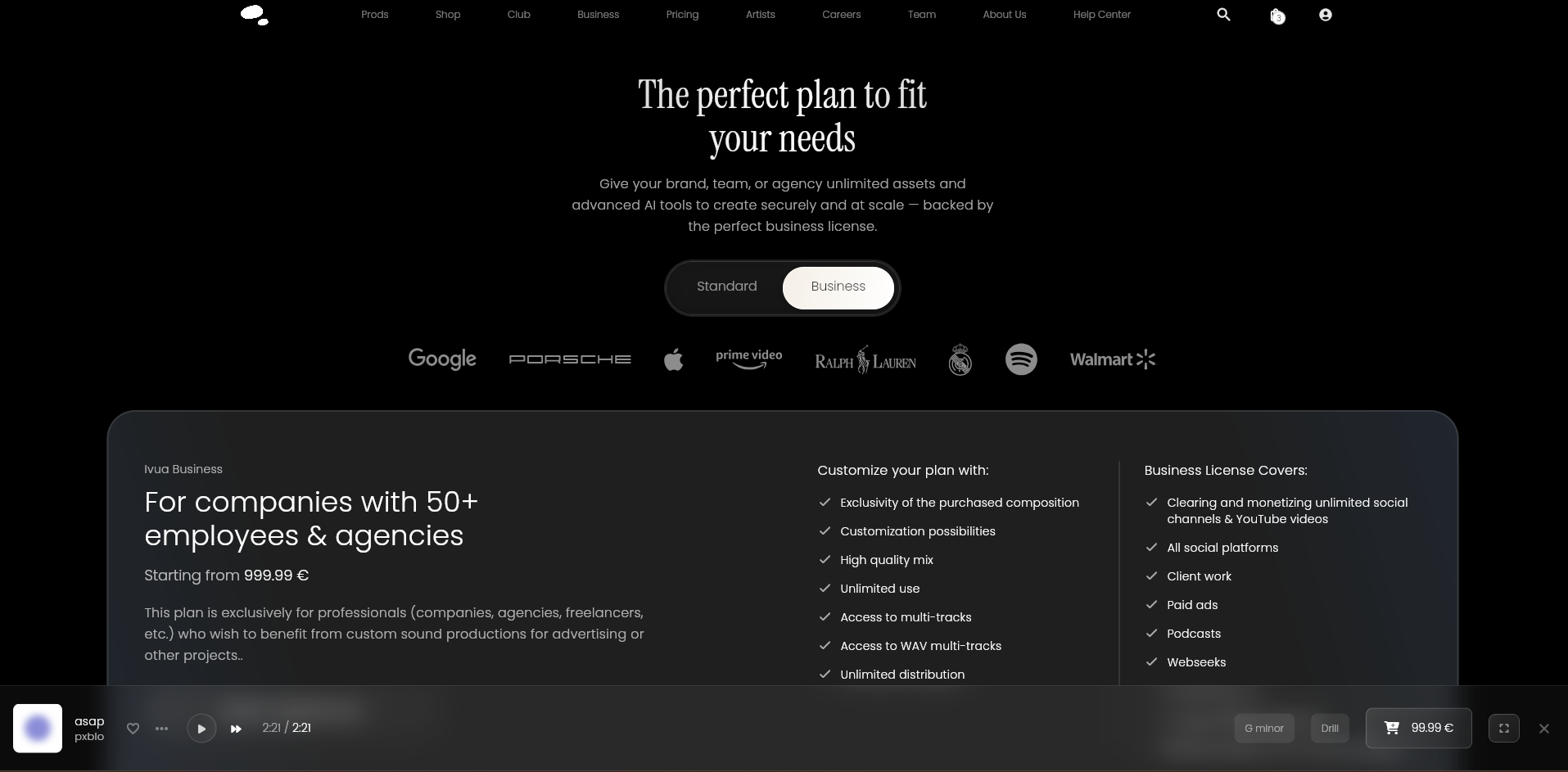 Ivua Pricing - Music License Plans
